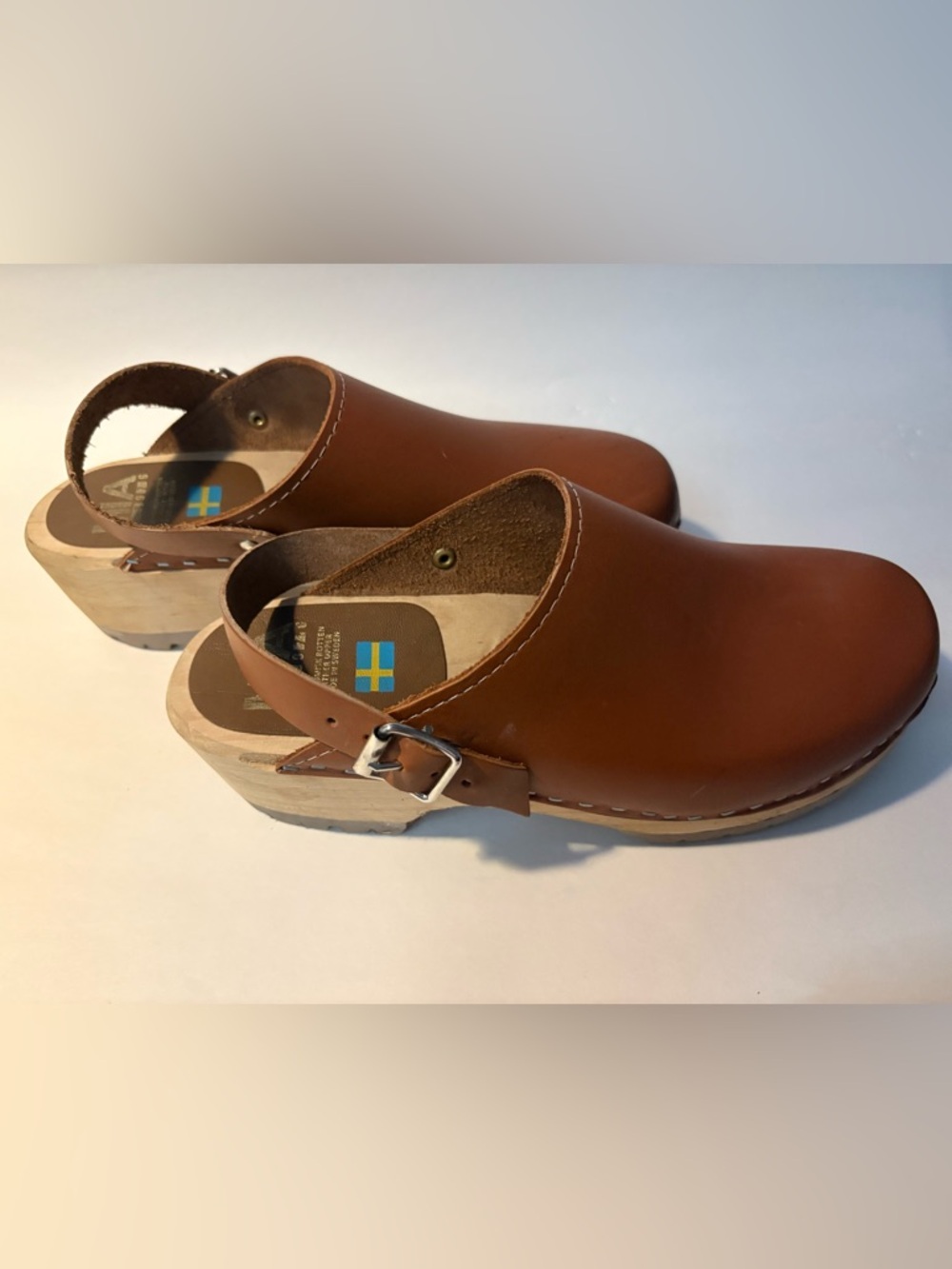 Mia “Alma”Classic Brown Leather Clog  made in Sweden - Picture 3 of 6